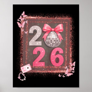 Nk Sparkle Disco Bow 2026 Coquette Happy New Year Poster