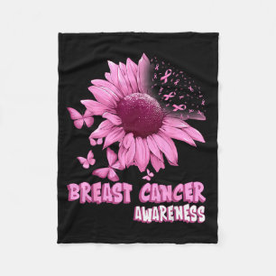 Nk Sunflower Breast Cancer Awareness Ribbon In Oct Fleece Blanket