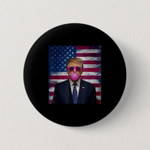 Nk Sungles Trump Bubble Gum 2024 Usa Flag Vintage  Button