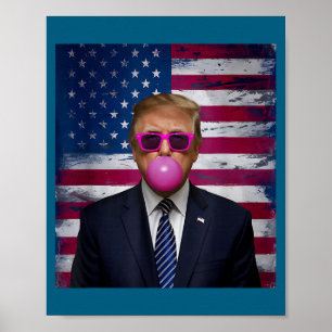 Nk Sungles Trump Bubble Gum 2024 Usa Flag Vintage  Poster
