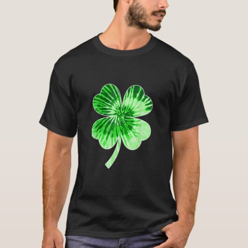 Nn Green_Tie_Dye Shamrock Four Leaf Clover For Iri T_Shirt