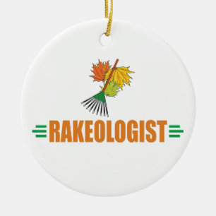 nny Leaf Raking Ceramic Ornament