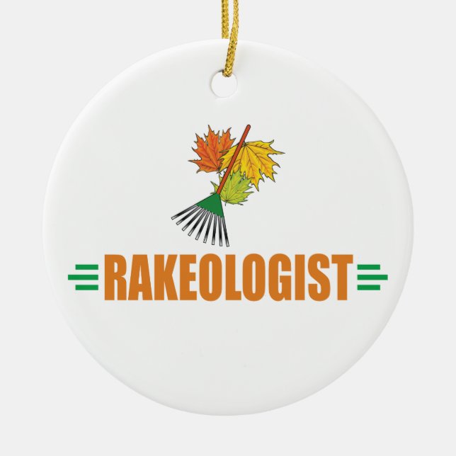nny Leaf Raking Ceramic Ornament (Front)