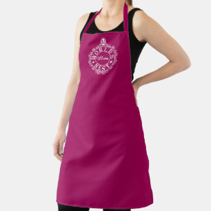 No1 WORLD'S BEST MUM Emblem Classic White + cherry Apron