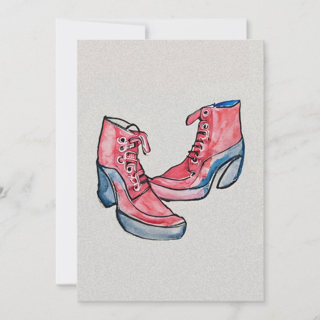 No 01, Hand Drawing Of Funny Shoes Collection Invitation (Front)