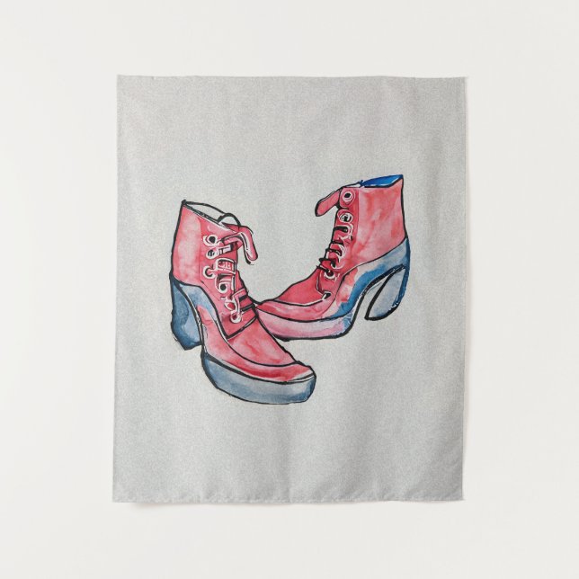 No 01, Hand Drawing Of Funny Shoes Collection Tapestry (Front)