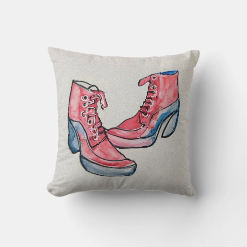 No 01 Hand Drawing Of Funny Shoes Collection Throw Pillow