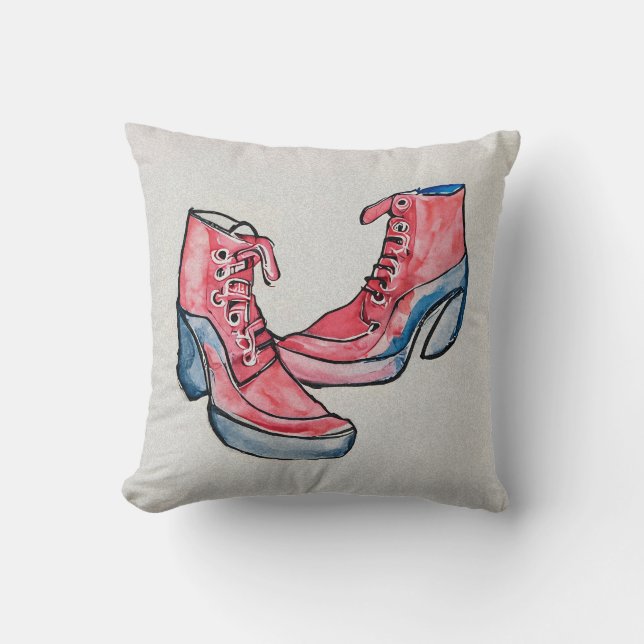 No 01, Hand Drawing Of Funny Shoes Collection Throw Pillow (Front)