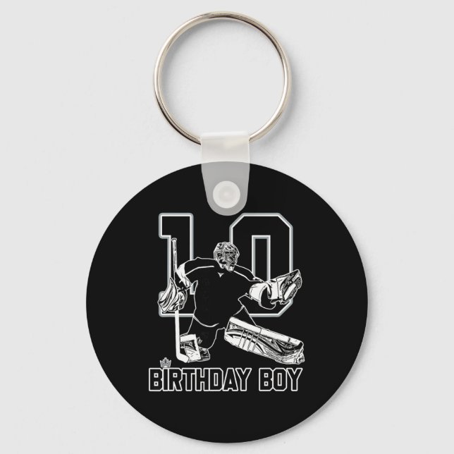 No. 10 Ice Hockey Goalie Happy 10th Birthday Boy  Keychain (Front)