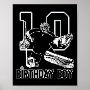 No. 10 Ice Hockey Goalie Happy 10th Birthday Boy Poster