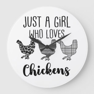 No 1/2, Just A Girl Who Loves Chickens, Funny Large Clock