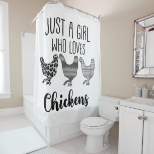 No 1/2, Just A Girl Who Loves Chickens, Funny Shower Curtain