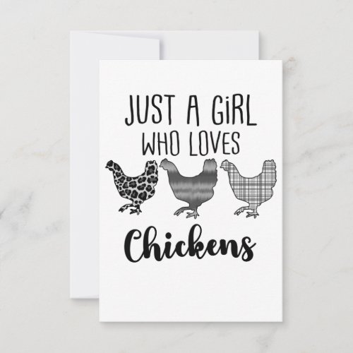 No 12 Just A Girl Who Loves Chickens Funny Thank You Card