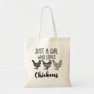 No 1/2, Just A Girl Who Loves Chickens, Funny Tote Bag