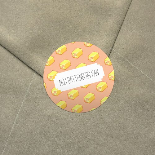 No1 Battenberg Fan Pink  Yellow Cake Classic Round Sticker