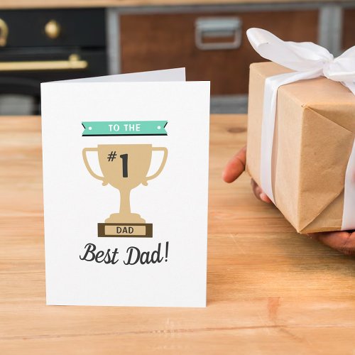 No 1 Best Dad Award Whimsy Trophy Fathers Day Card