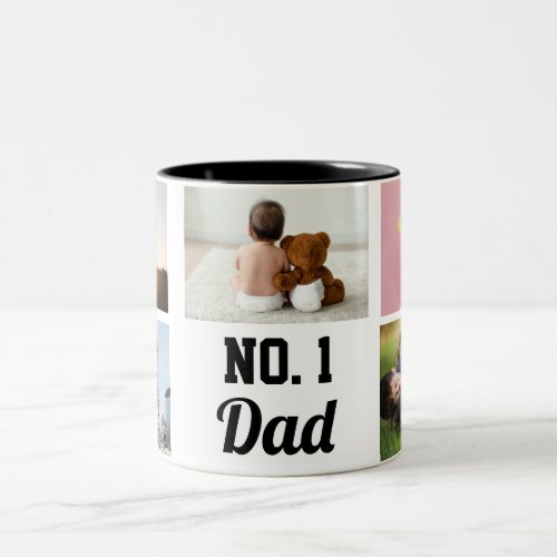 No 1 Best Dad Ever _ Fathers Day Photo Two_Tone Coffee Mug