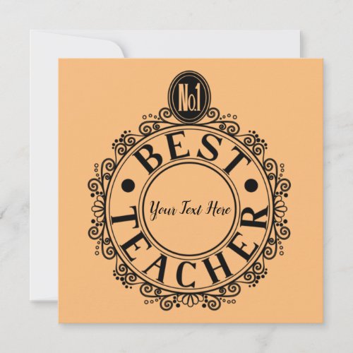 No1 Best Teacher Black Line Design Typography Card