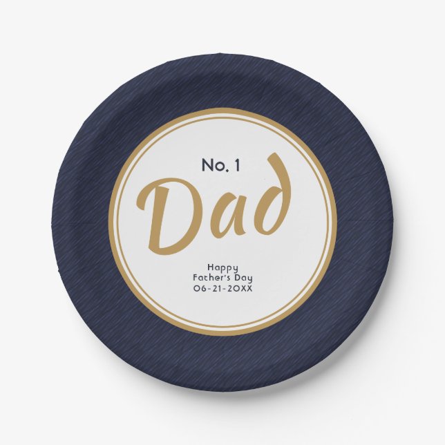 "No.1 Dad" Happy Father's Day Party Custom Date Paper Plates (Front)