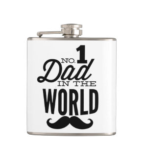 No. 1 Dad in the World Mustache Father's Day Hip Flask