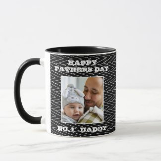 No.1 Daddy Black And White Zig Zag Name And Photo