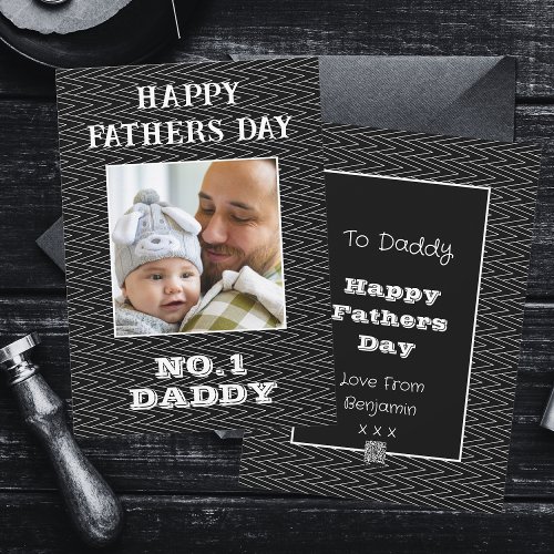 No 1 Daddy Name And Photo Fathers Day Holiday Card