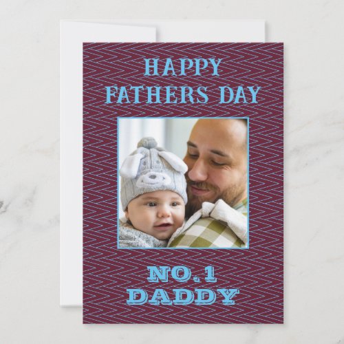 No 1 Daddy Name And Photo Fathers Day Maroon Holiday Card