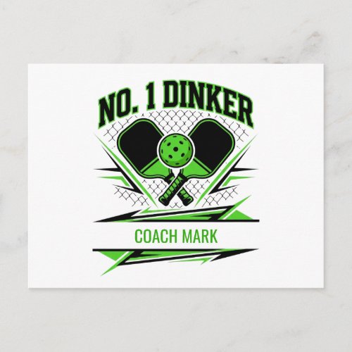 No. 1 Dinker Pickleball Coach Name Design Postcard
