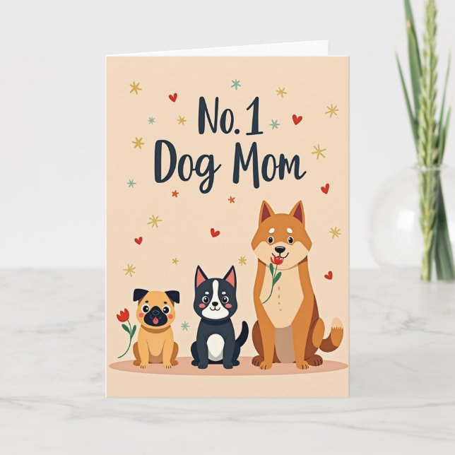 No 1 Dog Mom Hearts Day Card (Front)