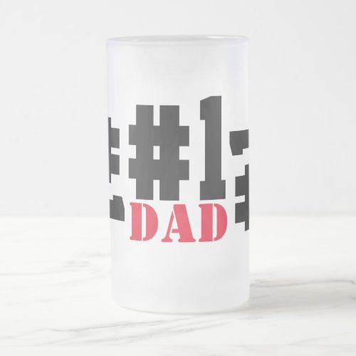 No 1 Fathers Day Frosted Glass Beer Mug