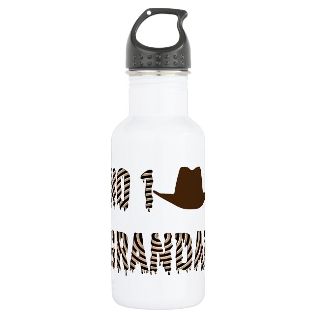 NO 1 Grandad With Cowboy Hat Stainless Steel Water Bottle (Front)