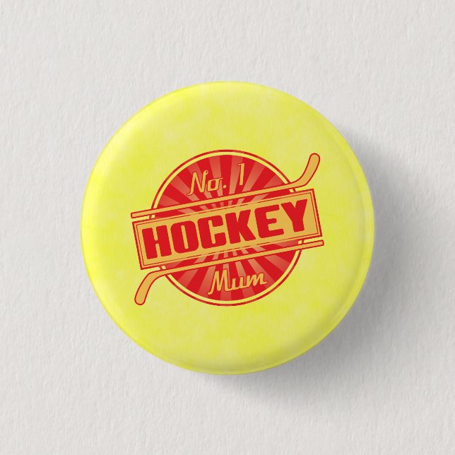 No. 1 Hockey Mom Badge, Ice Hockey Badge Pinback Button (Front)