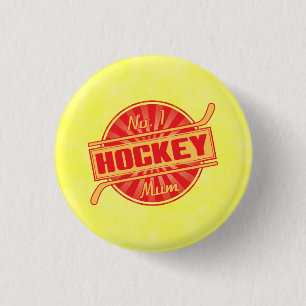 No. 1 Hockey Mom Badge, Ice Hockey Badge Pinback Button