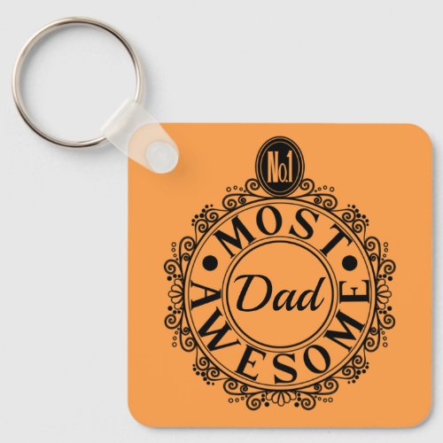 No1 Most Awesome Dad Custom Typography Design Keychain