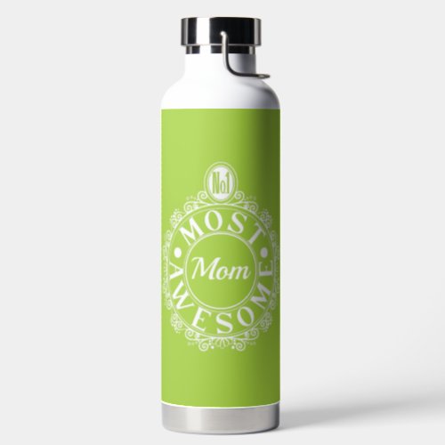 No1 Most Awesome Mom Emblem Classic White Print Water Bottle