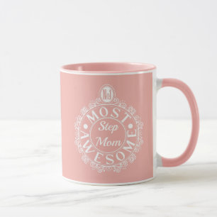 No.1 Most Awesome Stepmom White Print on Pink Mug