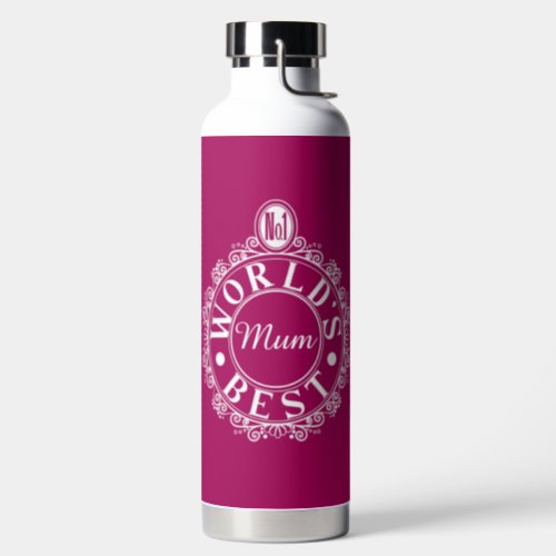 No1 Worldâs Best Mom Emblem Classic White Cherry Water Bottle