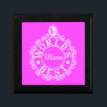 No.1 World’s Best Mom Emblem Classic White on pink Gift Box<br><div class="desc">Smart, crisp, white print ‘No.1 World’s Best Mom’ motif. Classic illustration incorporating a hand-drawn design and lettering. Great as a gift for a birthday, Christmas or Mother’s Day, to say thank you or to show your appreciation at any time. Can be customized with own text, font and background color for...</div>