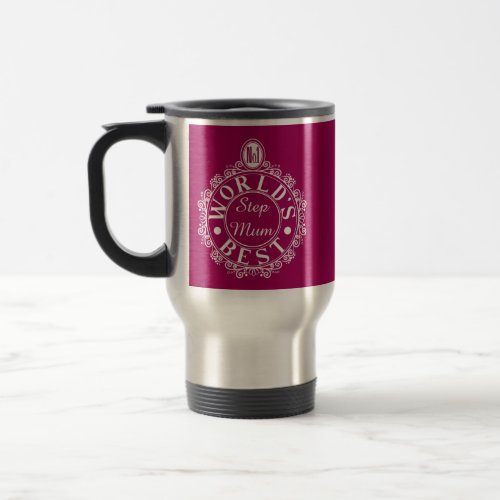 No1 Worlds Best Stepmum Classic White on Cherry Travel Mug