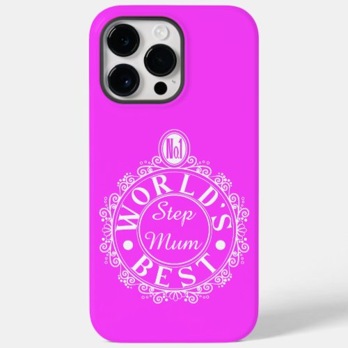 No1 Worldâs Best Stepmum Classic White on pink Case_Mate iPhone 14 Pro Max Case
