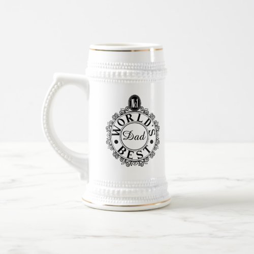 No1 Worlds Best Dad Custom Black Line Typography Beer Stein