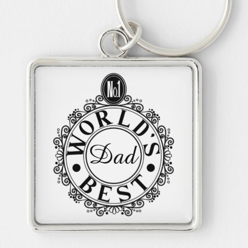 No1 Worlds Best Dad Custom Black Line Typography Keychain