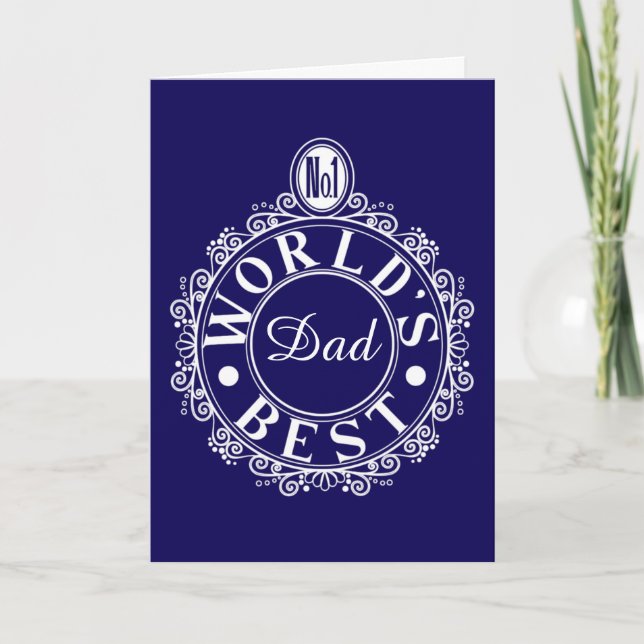No.1 Worlds Best Dad Custom Typography White navy Card (Front)