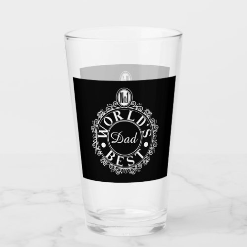 No1 Worlds Best Dad Custom Typography White Print Glass