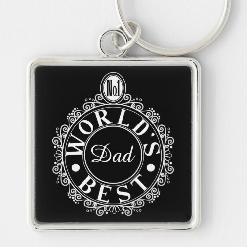 No1 Worlds Best Dad Custom Typography White Print Keychain
