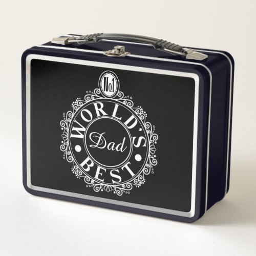 No1 Worlds Best Dad Custom Typography White Print Metal Lunch Box