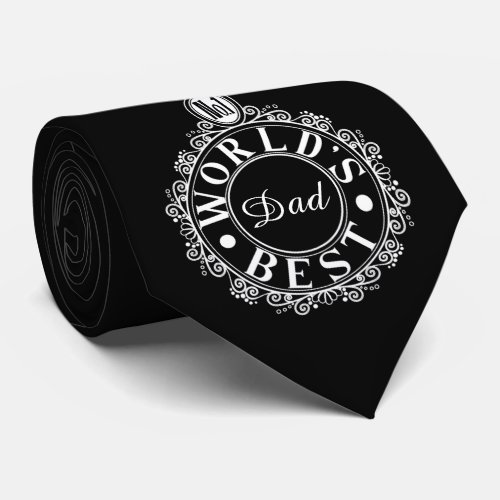 No1 Worlds Best Dad Custom Typography White Print Neck Tie