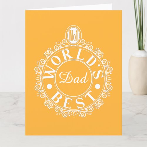 No1 Worlds Best Dad Custom Typography White yellw Card