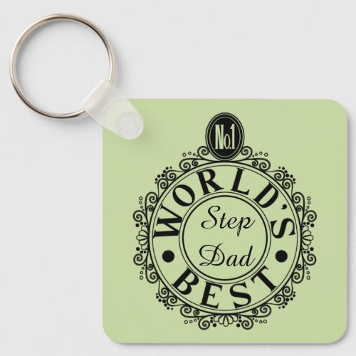 No1 Worlds Best Stepdad Custom Black Typography Keychain