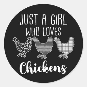 No 2/2, Just A Girl Who Loves Chickens, Funny Classic Round Sticker